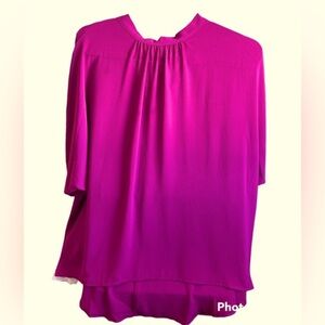 Purple/Pink beautiful blouse w/ tie around neck in back and Hi-Low hem line